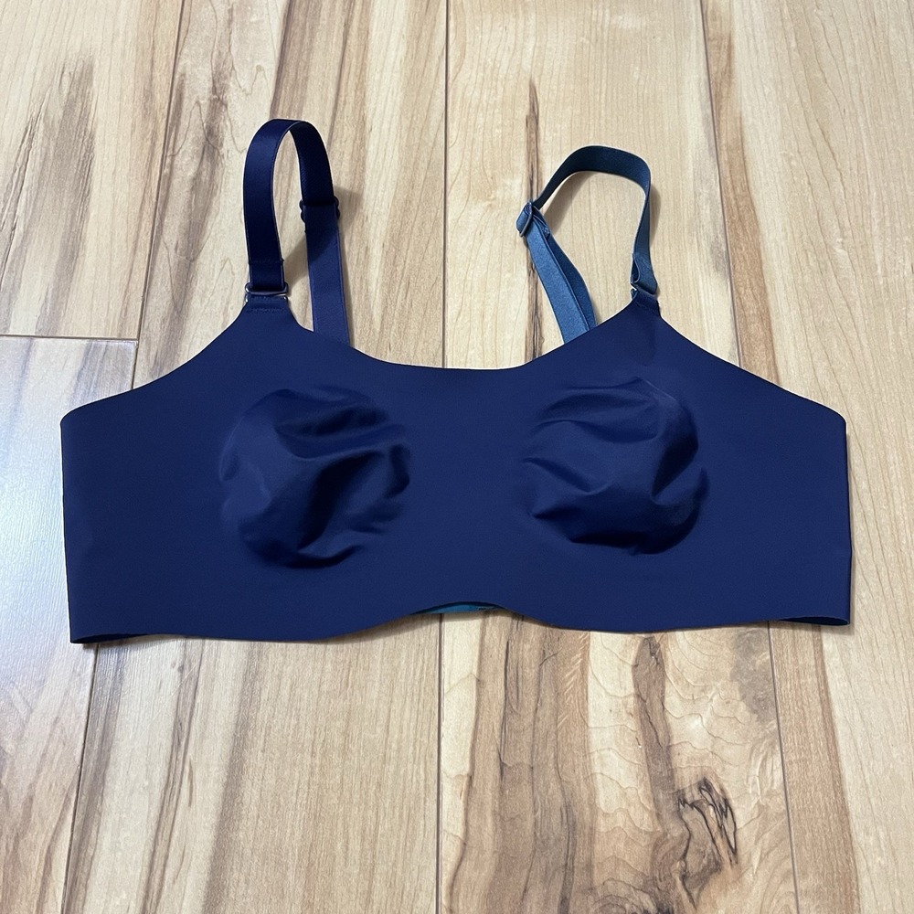 Knix Women's Sz 1 Blue Evolution Bra V Neck Wireless Unpadded 32A-B